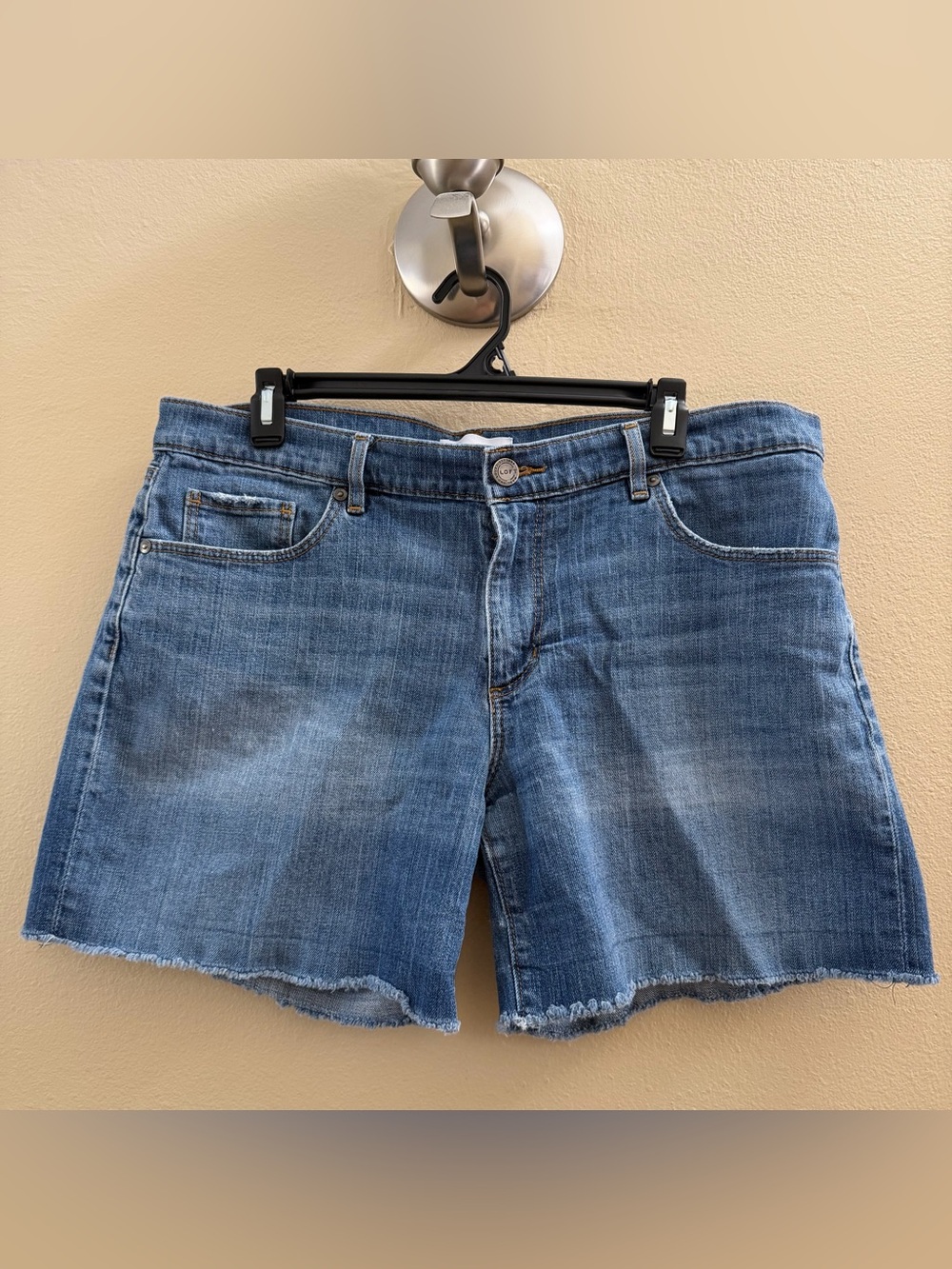 Preloved Women's Blue Denim Cutoff Shorts Size 12